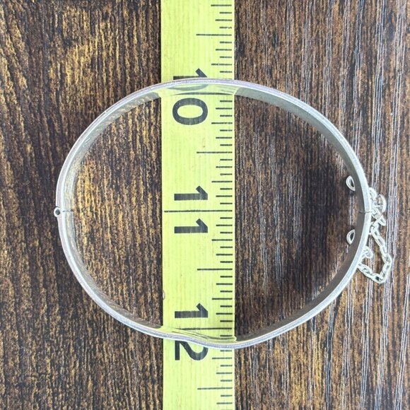 Antique Sterling Silver 925 Rose Flower Design Hinged Bangle Bracelet Size L - Picture 9 of 10